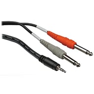 Y CABLE 3.5MM TRS MALE 1/4 TS MALE 3FT